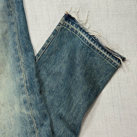 Amiri Distressed Raw Hem Jeans Blue Medium Wash Straight Leg Denim Size 34 - Picture 8 of 15